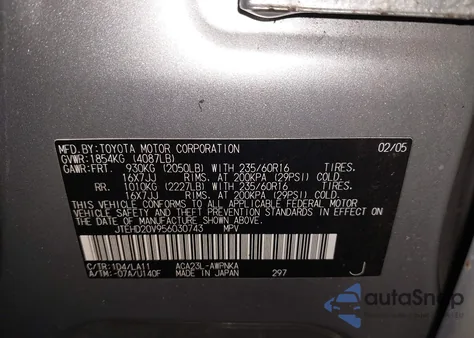 2005 Toyota Rav4 from USA, damaged, VIN JTEHD20V956030743